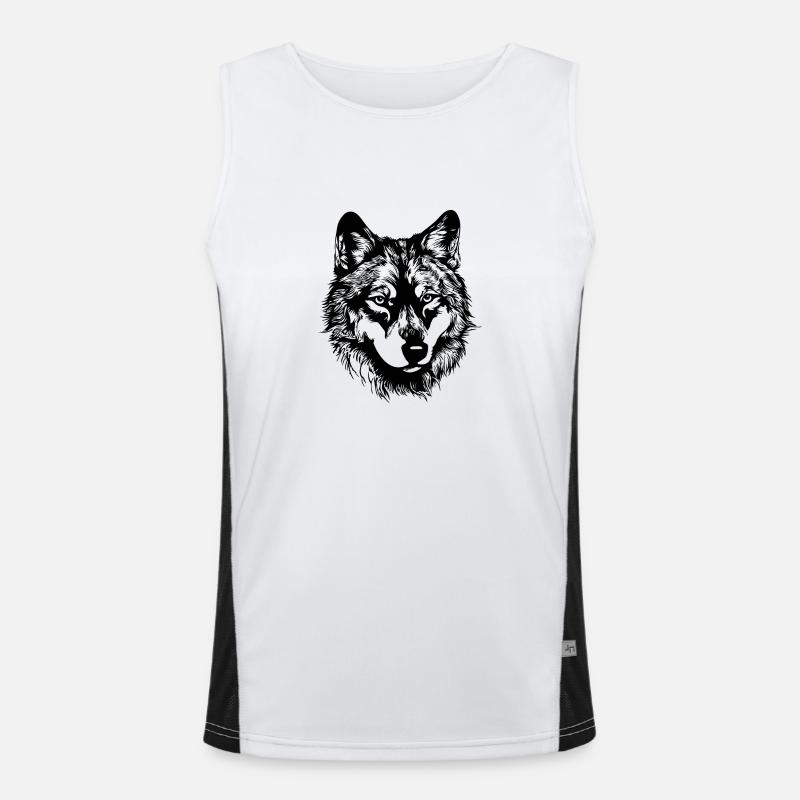 Wolf - Men's Functional Contrast Tank Top - white/black