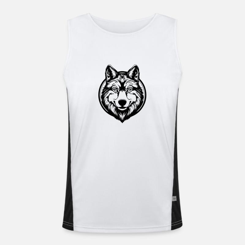 Wolf Funktionelles Kontrast-Tank Top für Männer 