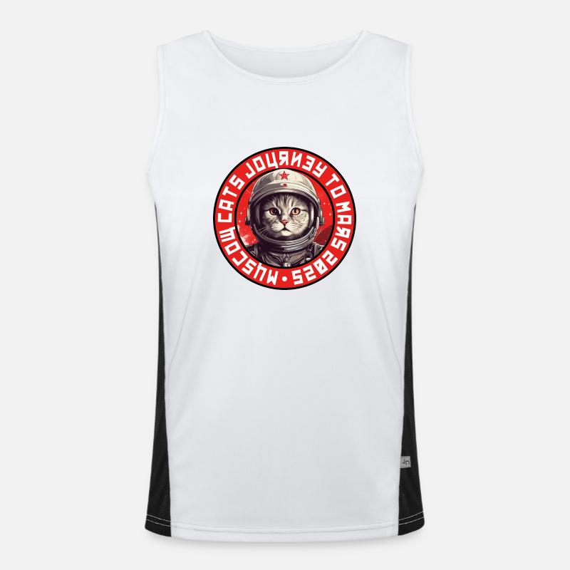 Astronaut Cat Logo - Soviet Men's Functional Contrast Tank Top 