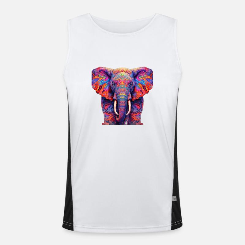 Psychedelic elephant Men's Functional Contrast Tank Top 