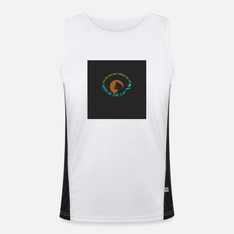 Merlin-the-Cat meows Hello Funktionelles Kontrast-Tank Top für Männer 