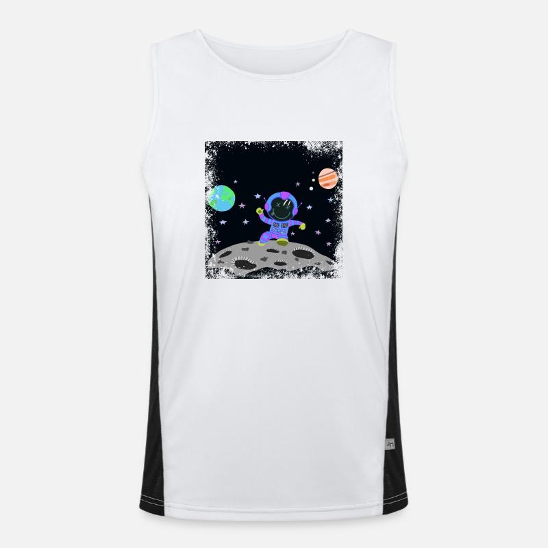 Violett-blauer Grunge-Astronaut Funktionelles Kontrast-Tank Top für Männer 