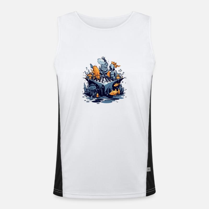 Fish play chess Men's Functional Contrast Tank Top 