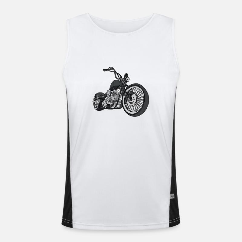Schwarzer Chopper Grafik Funktionelles Kontrast-Tank Top für Männer 