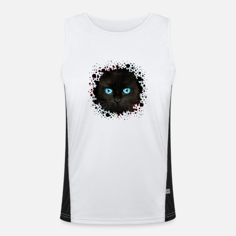 Cat - Men's Functional Contrast Tank Top  - white/black