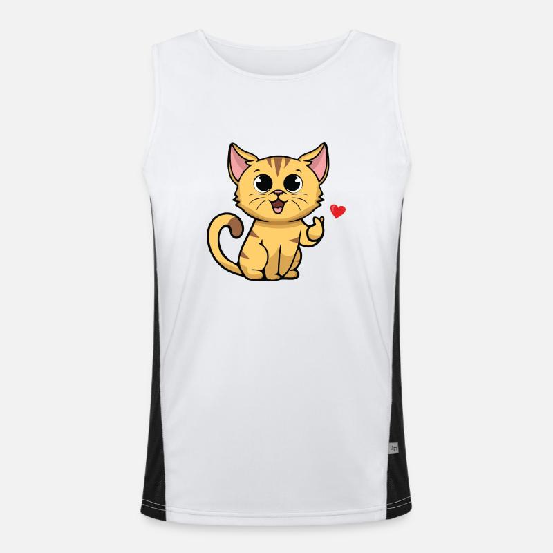 Nette Katze mit Herzzeichen Funktionelles Kontrast-Tank Top für Männer 