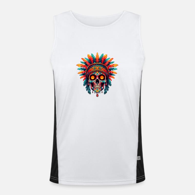 Aztec skull 002 Men's Functional Contrast Tank Top 
