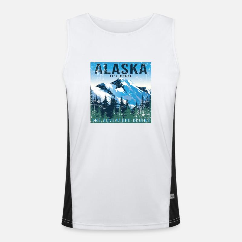 Alaska it s where the Adventure begins Funktionelles Kontrast-Tank Top für Männer 