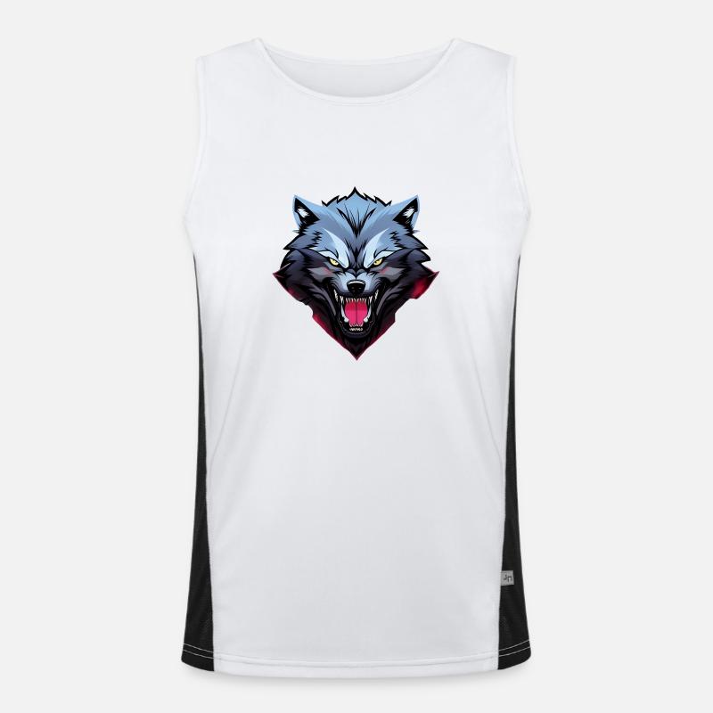 wütender Wolf Funktionelles Kontrast-Tank Top für Männer 