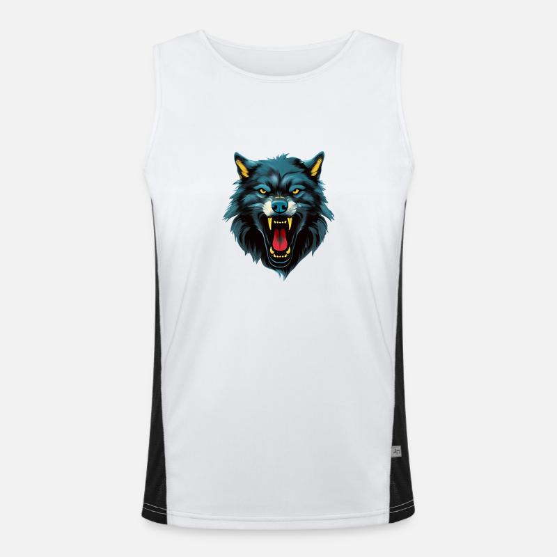 wütender Wolf Funktionelles Kontrast-Tank Top für Männer 