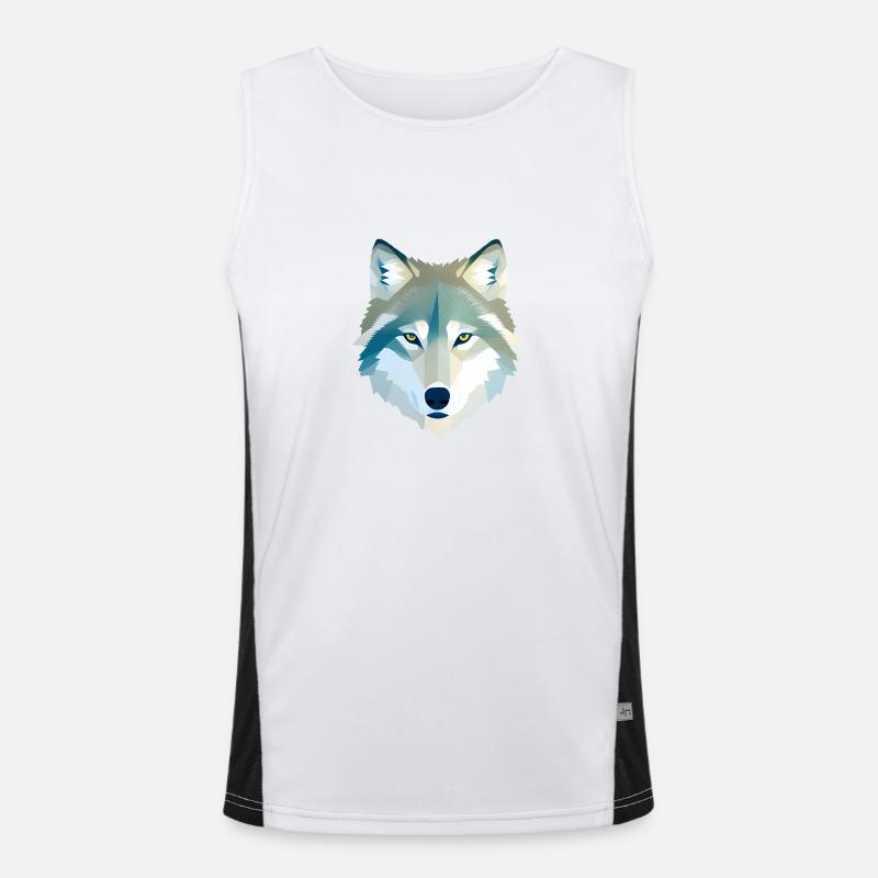 Wolf - Men's Functional Contrast Tank Top  - white/black