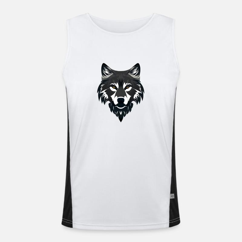wolf - Men's Functional Contrast Tank Top  - white/black
