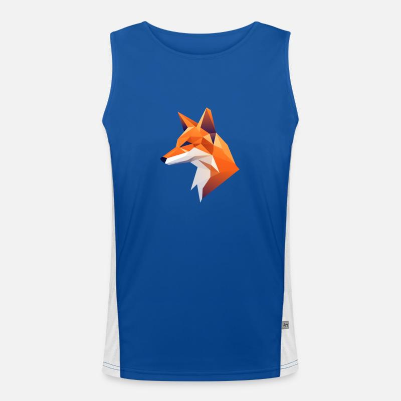 Fuchs Kopf Low Poly Logo Design Funktionelles Kontrast-Tank Top für Männer 