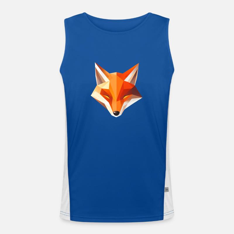 Fuchs Kopf Low Poly Logo Design Funktionelles Kontrast-Tank Top für Männer 