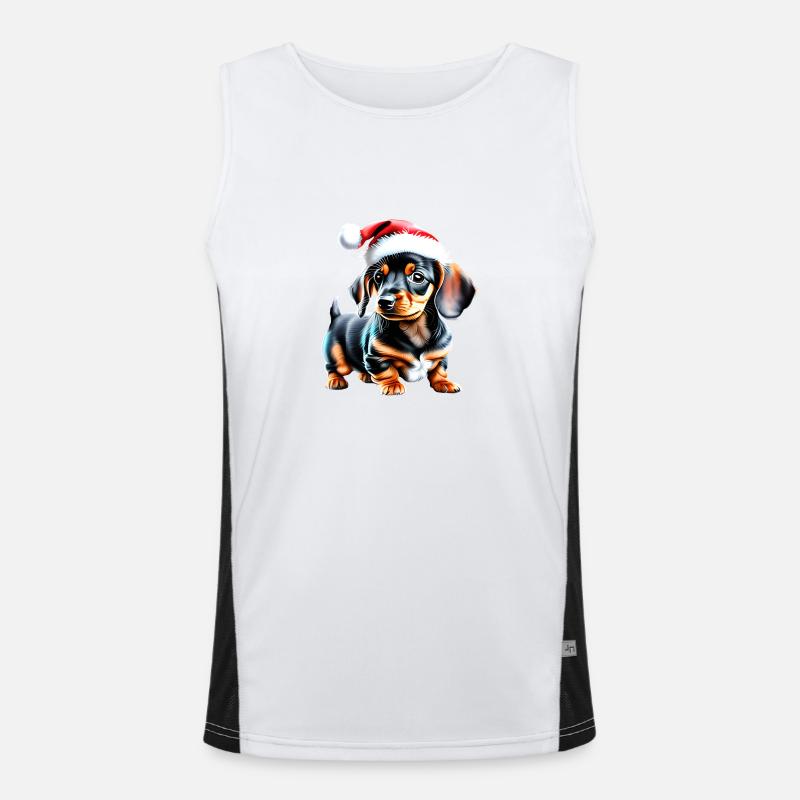 Teckel Noël Teckel Chiot X-Mas Chien Débardeur respirant contrasté Homme 