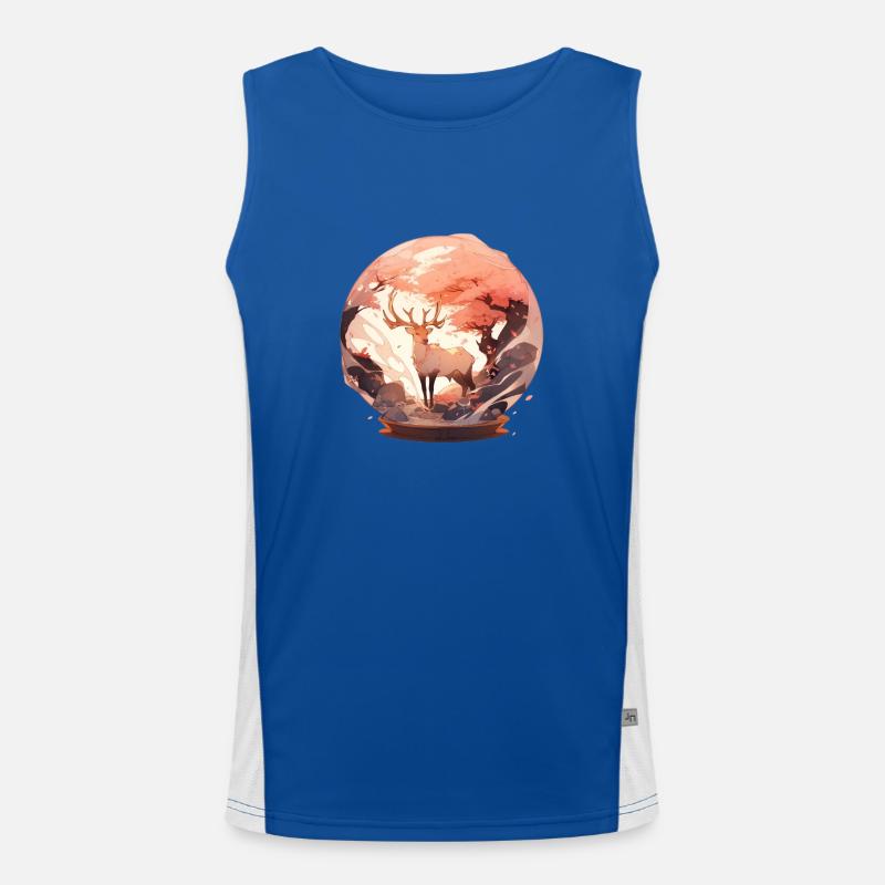 Der Herbsthirsch - Schneekugel Version Funktionelles Kontrast-Tank Top für Männer 