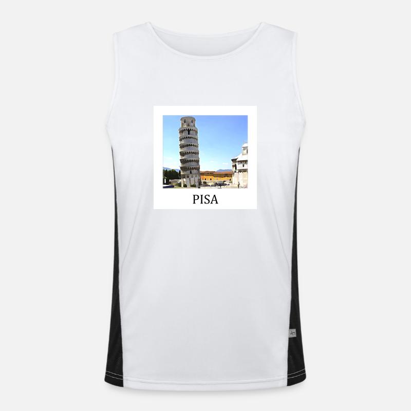 Pisa - Men's Functional Contrast Tank Top  - white/black