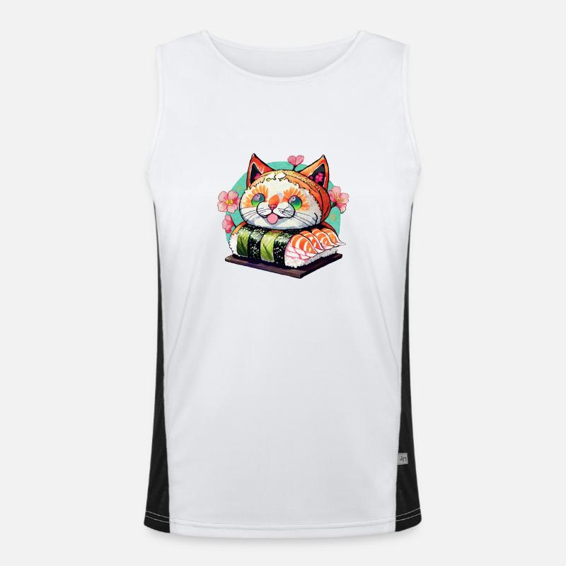 Sushi-Katze Funktionelles Kontrast-Tank Top für Männer 