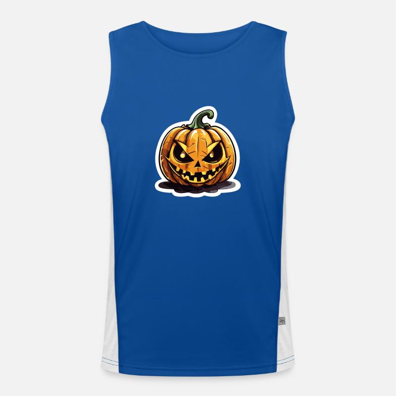 Menacing Jack o' Lantern Pumpkin Men's Functional Contrast Tank Top 