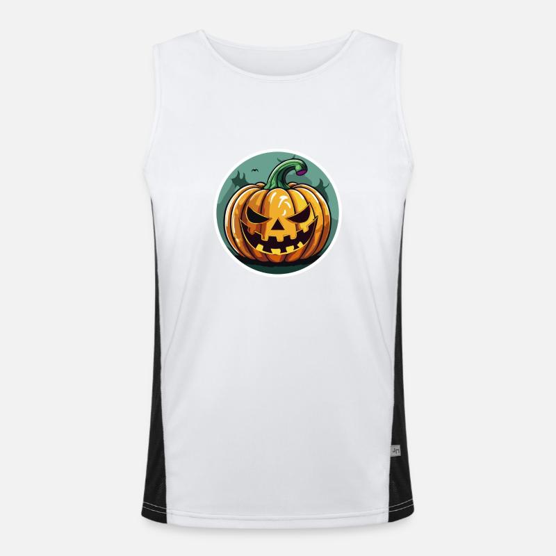 Grinende Jack o 'Lantern græskar - Funktionel kontrast tanktop til herrer - hvid/sort
