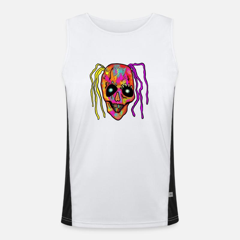 Neon Patchwork Schädel Funktionelles Kontrast-Tank Top für Männer 