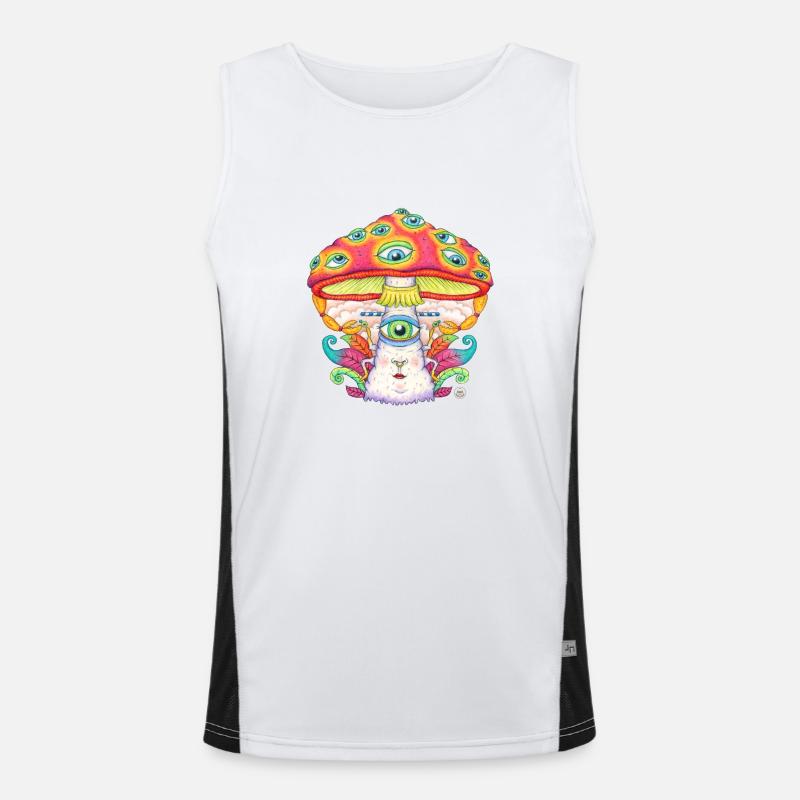 Trust the Universe, Mushroom, Toadstool - Men's Functional Contrast Tank Top  - white/black
