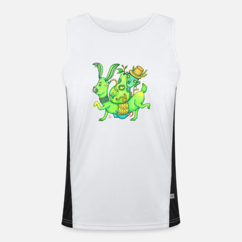 Magic, Bunny, Wizard, Pear - Men's Functional Contrast Tank Top  - white/black