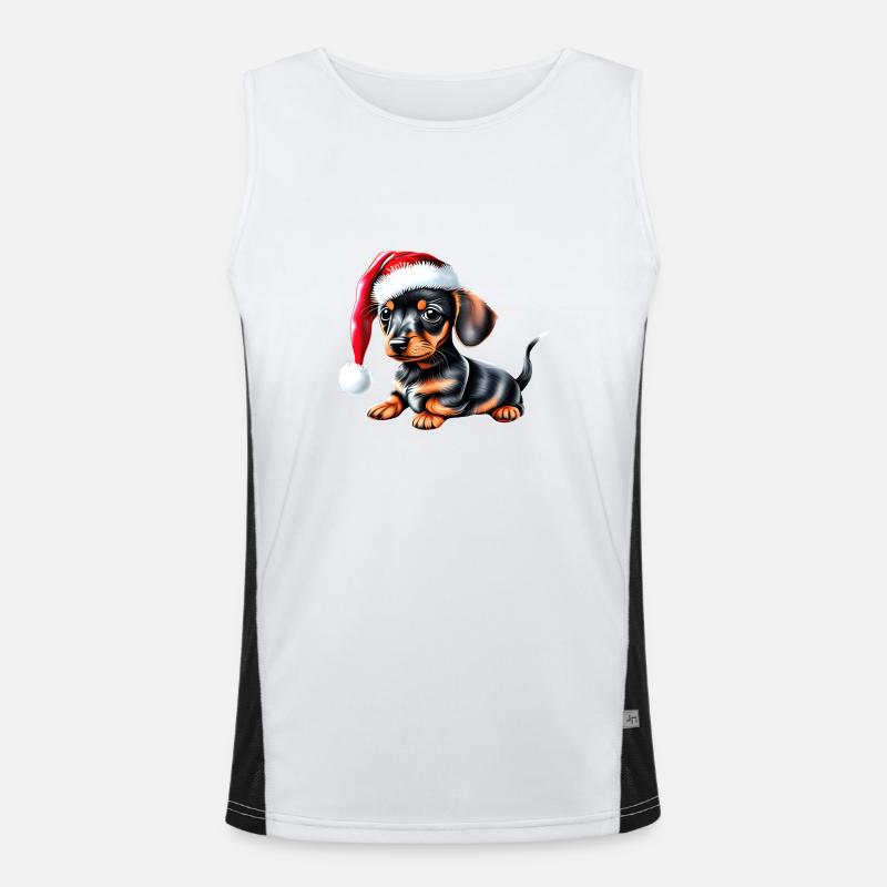 Teckel Noël chiens Noël teckel chiot Débardeur respirant contrasté Homme 