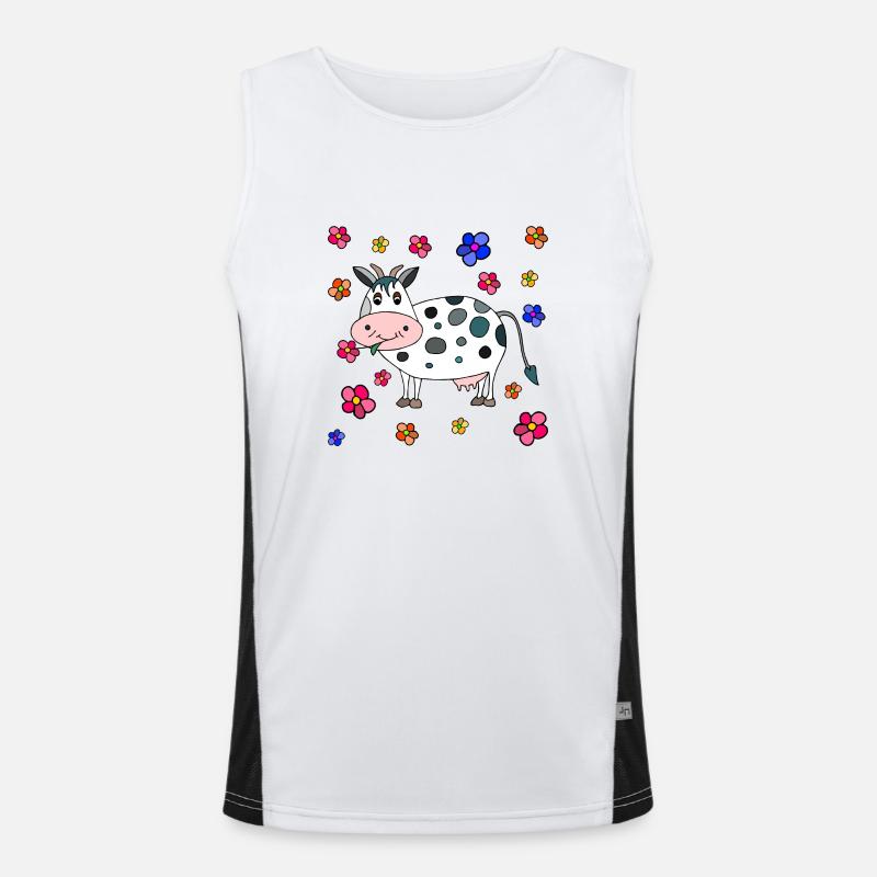 Cow - Men's Functional Contrast Tank Top  - white/black