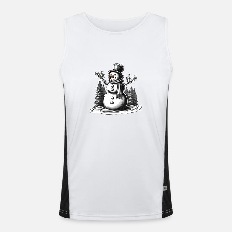 Schneemann / Winter / Schnee / Comic / kalt Funktionelles Kontrast-Tank Top für Männer 