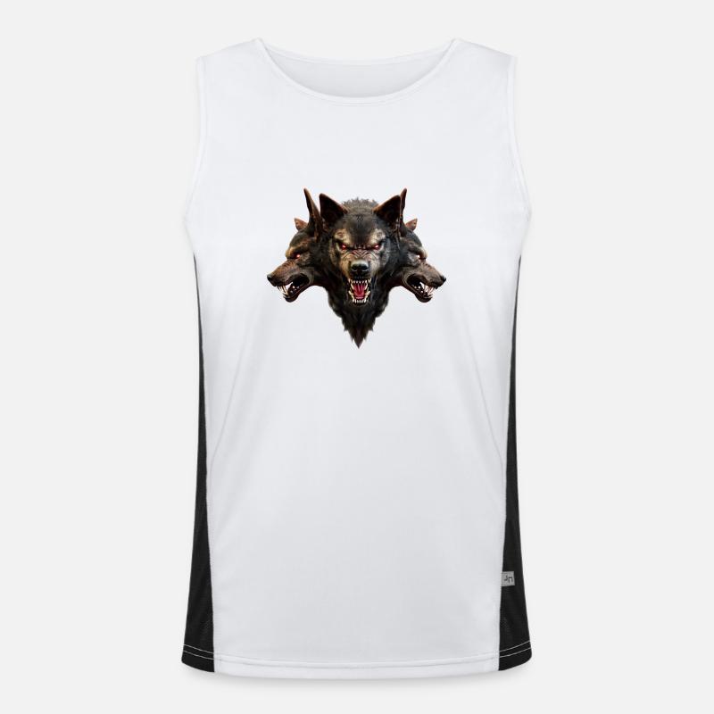 Wolf Devil Heads Evil Creepy Werewolf Men's Functional Contrast Tank Top 