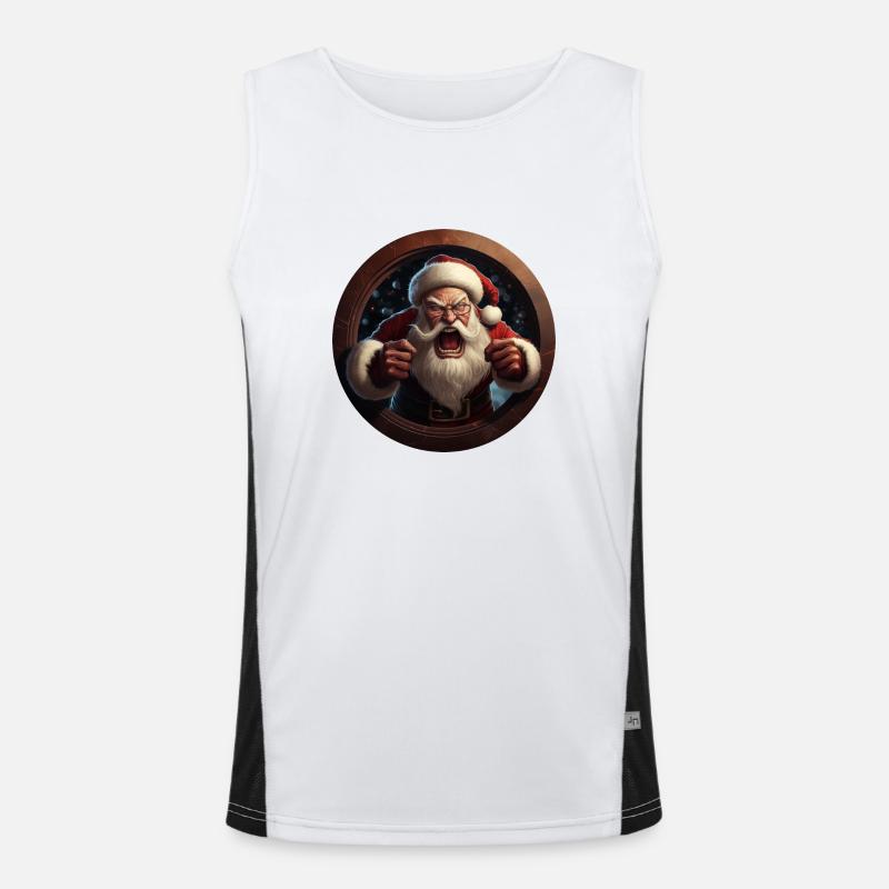 Wütender Weihnachtsmann Funktionelles Kontrast-Tank Top für Männer 