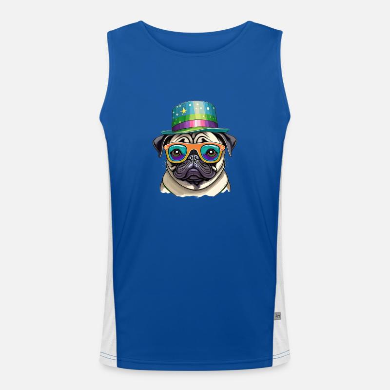 der Verrückte Mops Funktionelles Kontrast-Tank Top für Männer 