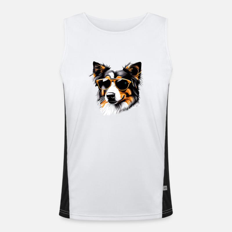 Australischer Schäferhund Hund Hundewelpe Hunde Funktionelles Kontrast-Tank Top für Männer 