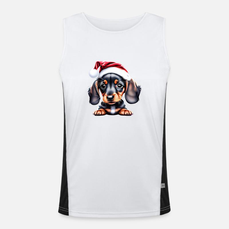 Teckel Noël Teckel Chiot Chien Noël Débardeur respirant contrasté Homme 