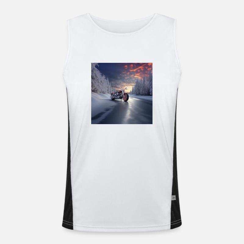 Winterliche Autobahn-Motorradfahrt Funktionelles Kontrast-Tank Top für Männer 