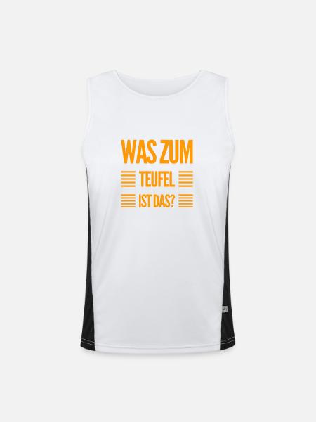 was ist das? - Funktionelles Kontrast-Tank Top für Männer  - Weiß/Schwarz - Vorne