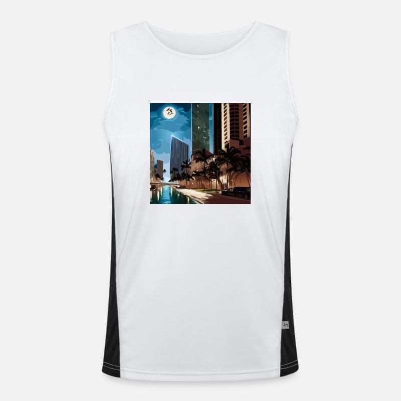 Palm trees in moonlight Funktionelles Kontrast-Tank Top für Männer 