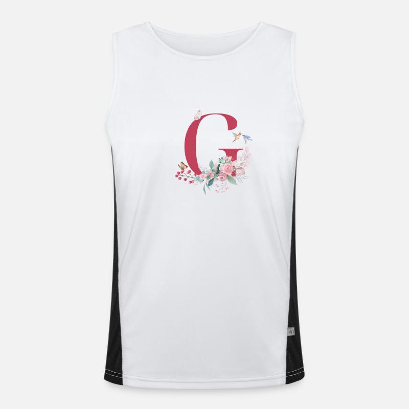 Blumenbuchstabe G - Geschenkidee Funktionelles Kontrast-Tank Top für Männer 