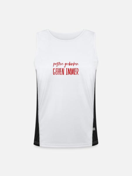 positive Gedanken gehen immer - Funktionelles Kontrast-Tank Top für Männer  - Weiß/Schwarz - Vorne