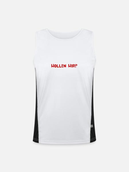 wollen wir? - Funktionelles Kontrast-Tank Top für Männer  - Weiß/Schwarz - Vorne