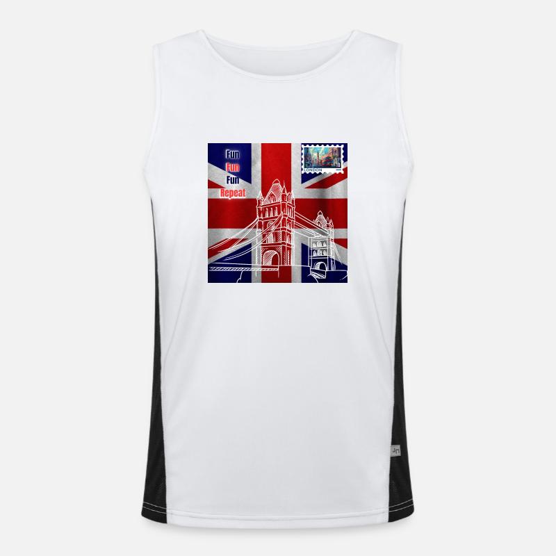 London Fun Postkarten-Design Funktionelles Kontrast-Tank Top für Männer 