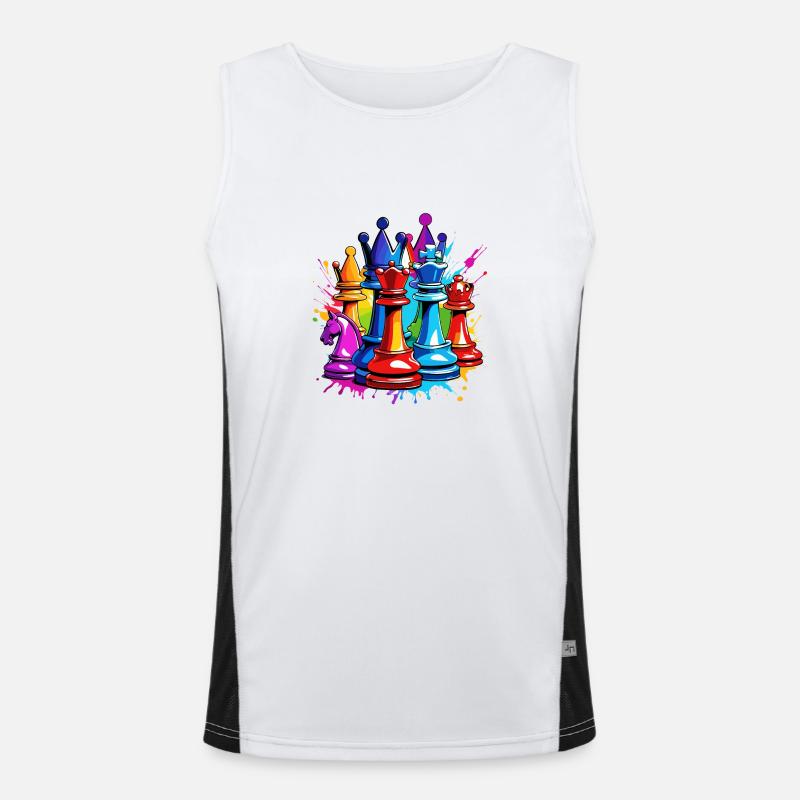 Chess / Pieces / Strategy / Brain Teaser / Nerd Men's Functional Contrast Tank Top 