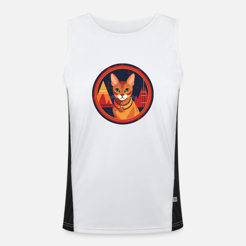 Abessinische Katze Boho Elements, Katzen Funktionelles Kontrast-Tank Top für Männer 