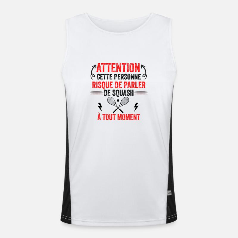 Squash idée cadeau Squash Attention SQUASH Débardeur respirant contrasté Homme 