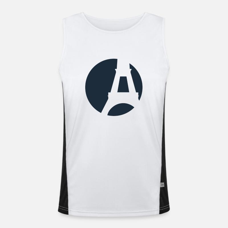 Die blaue Silhouette des Eiffelturms Paris Funktionelles Kontrast-Tank Top für Männer 