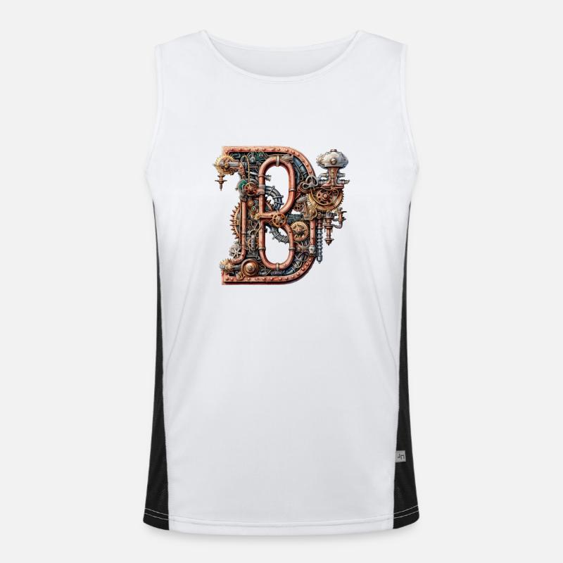 Abstract Futuristic Illustrations Symbols Words Men's Functional Contrast Tank Top 