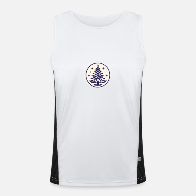 Weihnachtsbaum Emblem Tannenbaum oder Christbaum - Funktionelles Kontrast-Tank Top für Männer  - Weiß/Schwarz