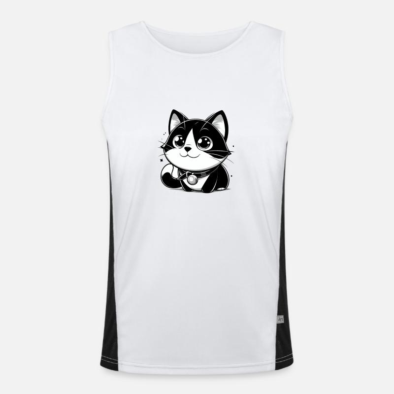 Anime Style Cat Men's Functional Contrast Tank Top 