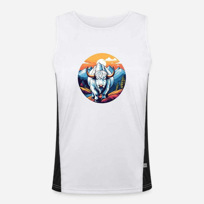 Weißes Yak Funktionelles Kontrast-Tank Top für Männer 